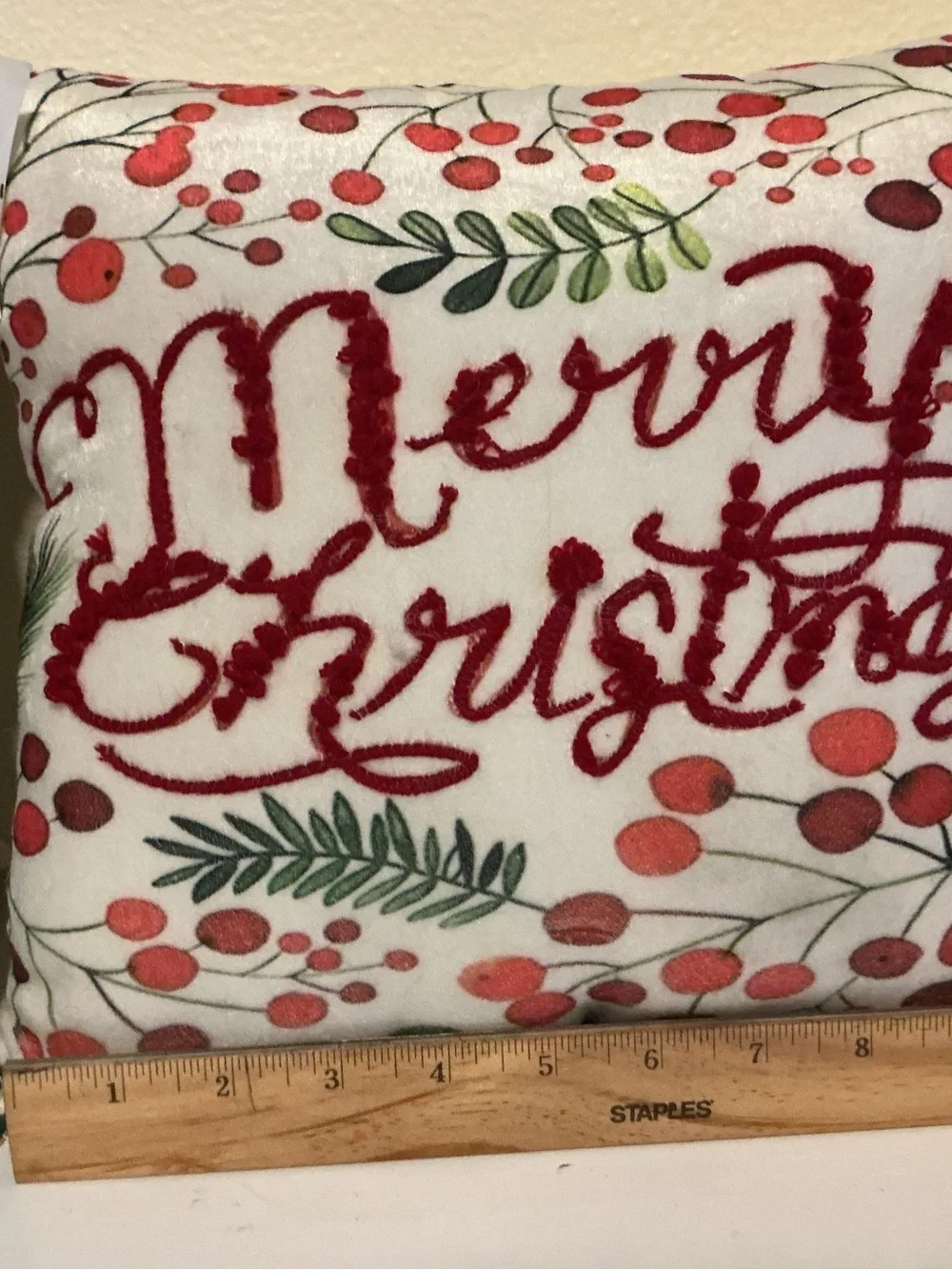 Holiday Decorative Pillow Pair - Green Stripe & Red Script